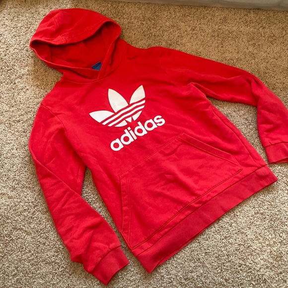 Oversized Adidas Red Hoodie - Picture 1 of 8